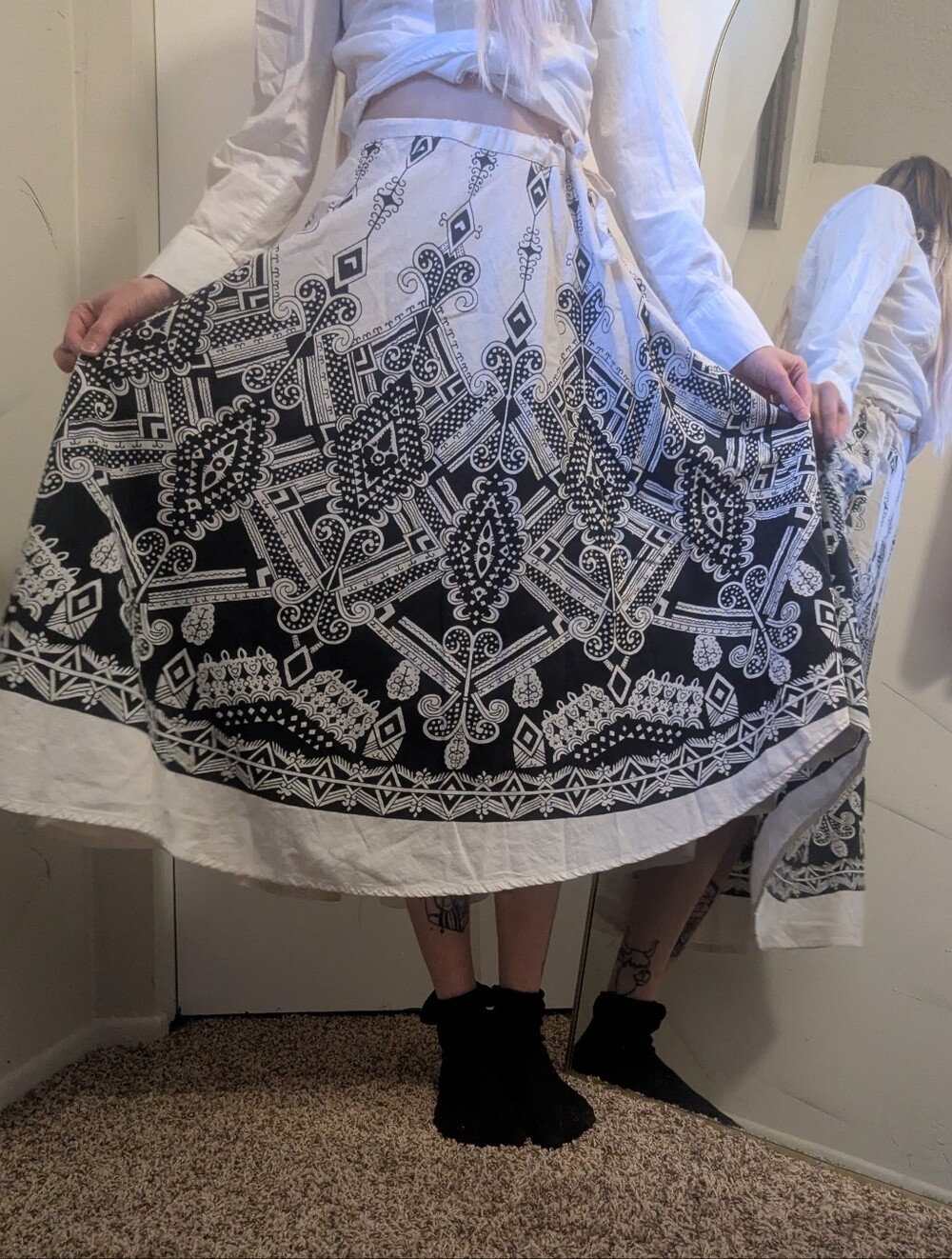 Black And White Maxi Skirt